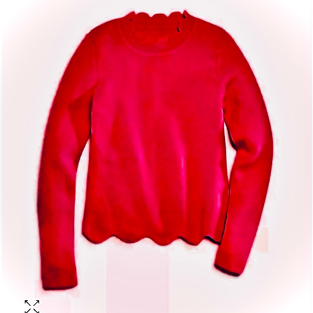 AQUA Girls' RED Scalloped Cashmere Sweater, Big Kid - Bloomingdales(size L)